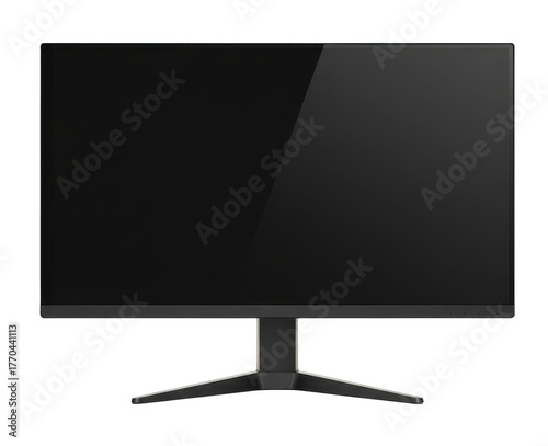 Modern Flat Screen Computer Monitor Display Device with Sleek Black Bezel and Stand