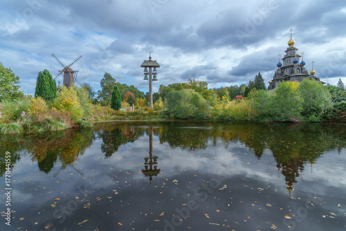 Windmill in Germany - An authentic wooden windmill High quality photo. International Museum Gifhorn
