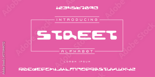 College font alphabet with varsity sports letters and numbers