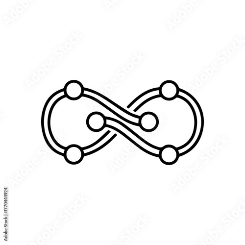 Infinity symbol with connected dots eternal connection, endless possibilities concept