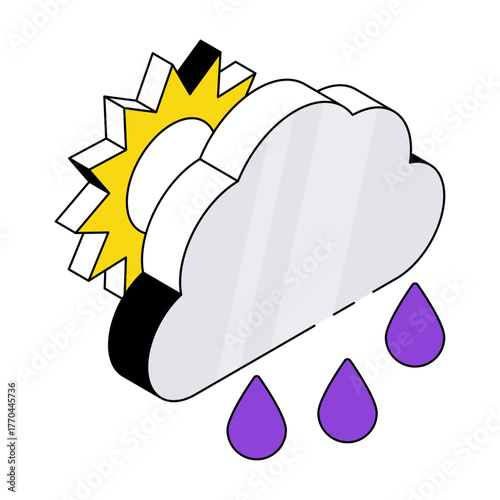 An icon design of sunny rainy day