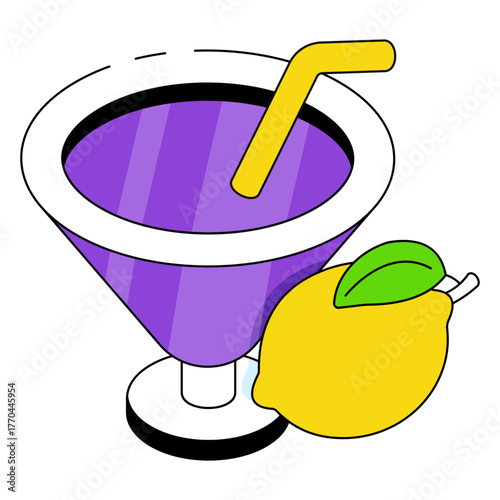 Lemon drink icon, editable vector