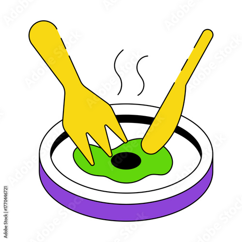 An isometric design icon of breakfast 