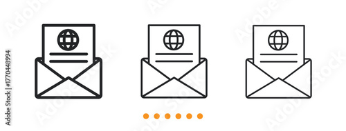 Global Mail icon. Thin line icon vector