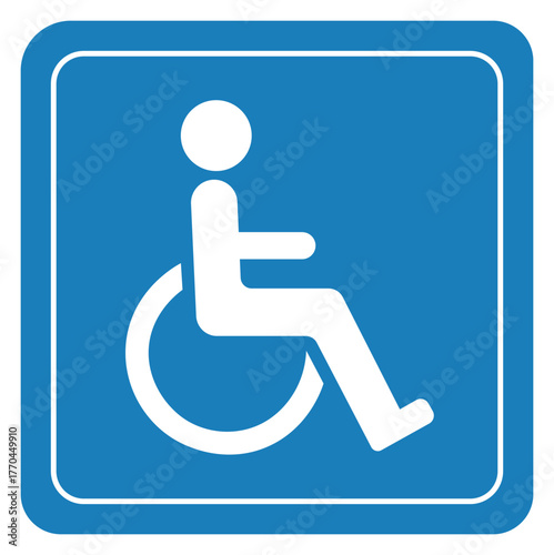 White wheelchair accessibility symbol on a blue square background wheelchair symbol disabled