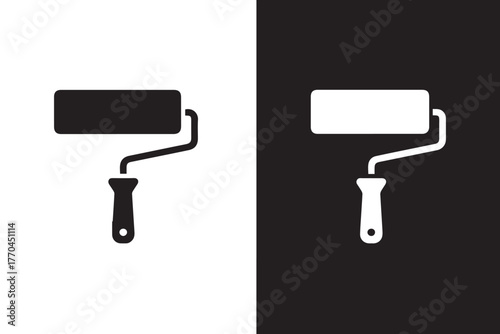 roller paint roller icon minimalist silhouette for signage use
