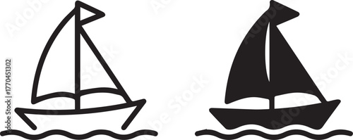 sailboat two stylized sailboat icons side by side vector comparison