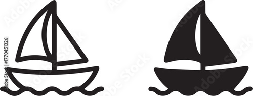 sailboat dual sailboat icon design contrasting line and solid sails