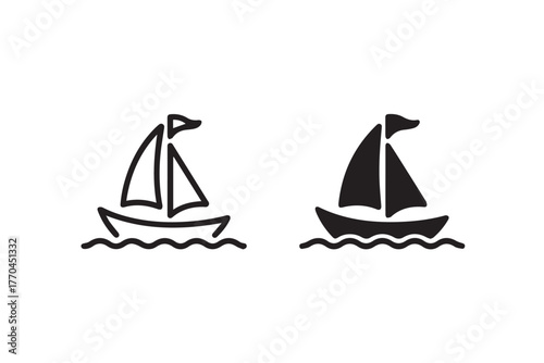sailboat side by side sailboat icons water wave hull vector illustration