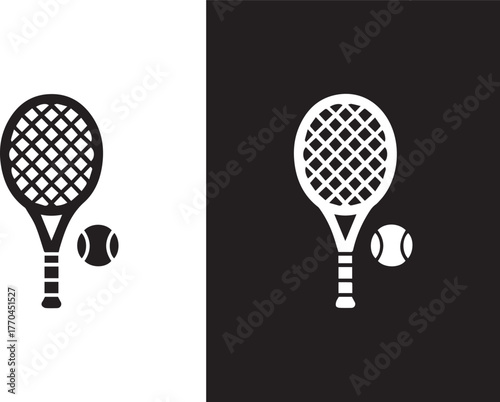 tennis minimalist racket and ball black white split composition