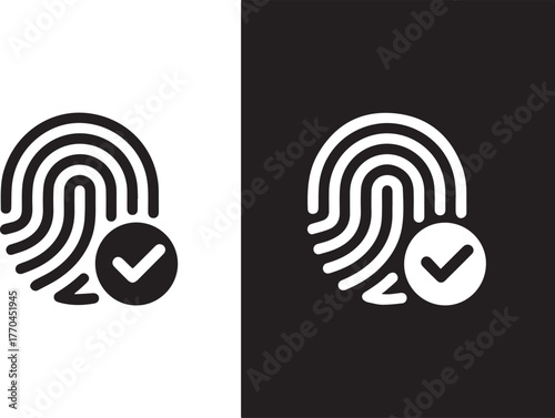 fingerprint biometric authentication symbol checkmark in circular badge
