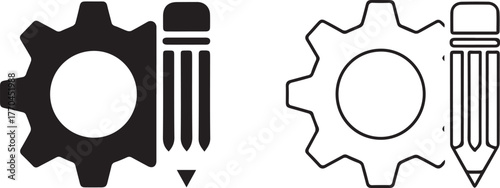 settings edit gear and pencil interface icon line and solid