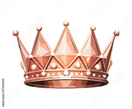 Illustration of a stunning rose gold crown with elaborate metalwork and sparkling diamond gemstones, fit for royalty