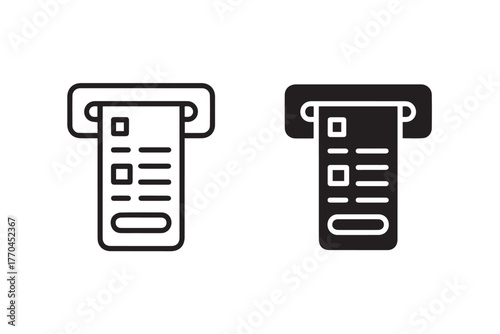 receipt atm receipt dispensing icon for payment and transaction ui