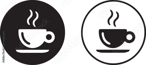 coffee cup pictogram round monochrome saucer steam vector