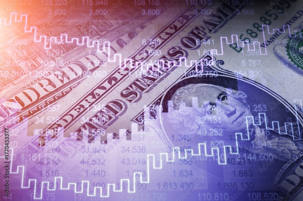 Fototapeta premium Stock market graph dollar. US economy.