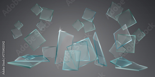 Broken glass and shattered particles.