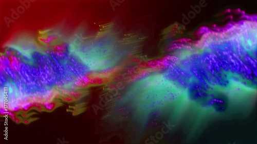 A vibrant and ethereal wave of glowing cosmic dust and colorful nebula clouds flowing in the vast darkness of space