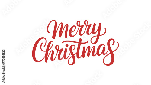 A festive greeting featuring the words merry christmas in a decorative red script on a white background