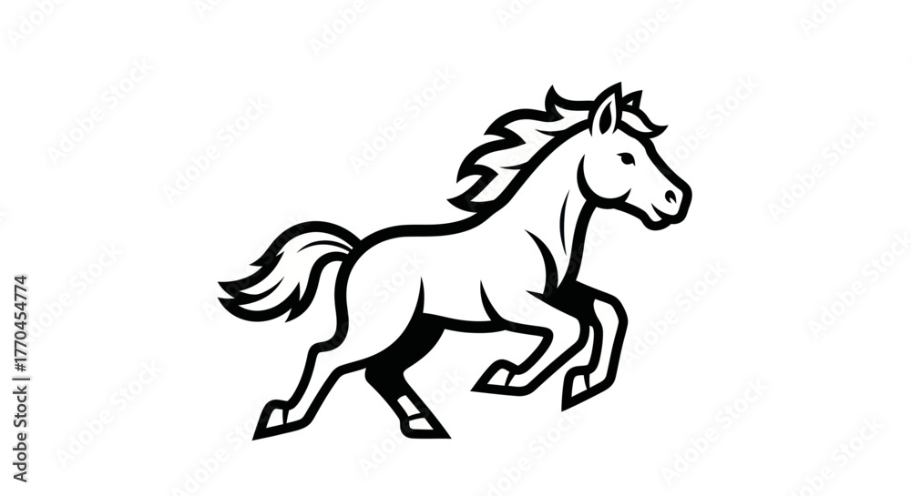 Fototapeta premium Elegant Horse Illustration - A Majestic Stallion in Motion.
