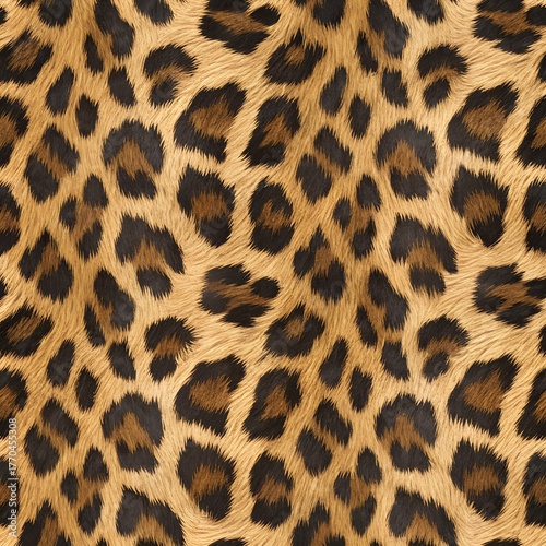 A realistic leopard fur texture, A spotted animal print background, Photorealistic image - Generative AI
