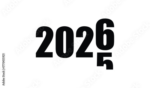 Bold black numbers 2026 and 2025 stacked on white background