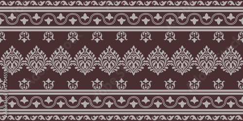 Indian ethnic pattern with elegant floral motifs in seamless design creating traditional and artistic decorative border style