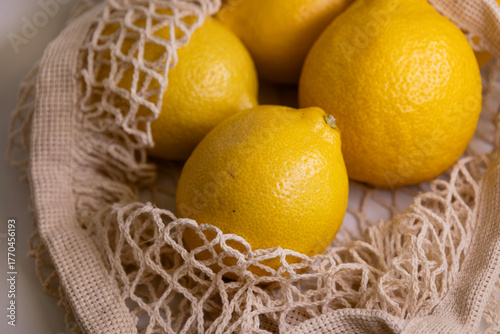 Fresh Lemons Ingredients – Minimal Healthy Kitchen Still Life on White Background