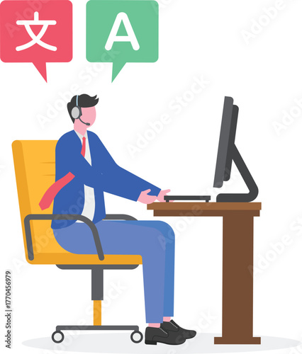 illustration of a digital and online language translator
