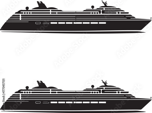 Large cruise ship silhouette vessel ocean liner