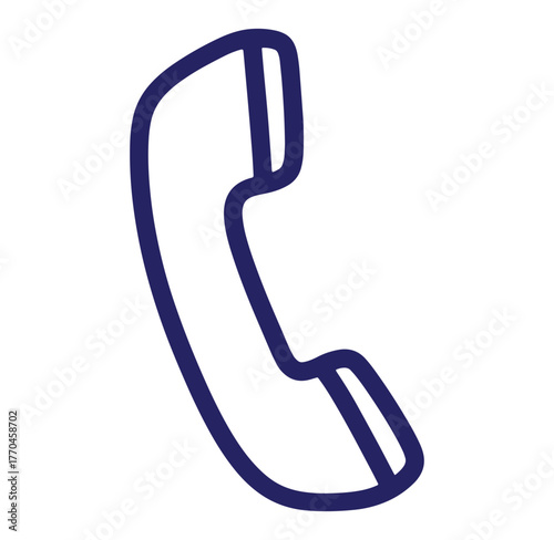 Simple blue telephone handset icon representing communication and support services