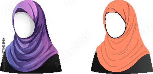 Modern Hijab Illustration  Elegant Muslim Women Scarf Design Vector
