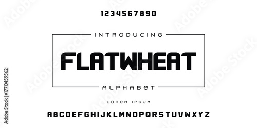 Geometric college font alphabet with varsity letters and numbers