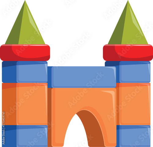 Vibrant building blocks forming a toy castle, inspiring creativity and fun in children's playtime