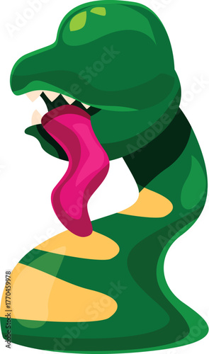 Cartoon illustration of a green snake sticking out its tongue
