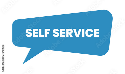 Blue speech bubble with self service text