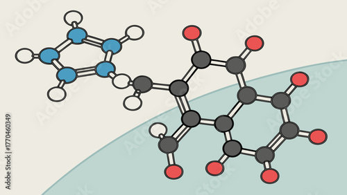 Illustration of two molecules with interconnected atoms and bonds on a light background design view