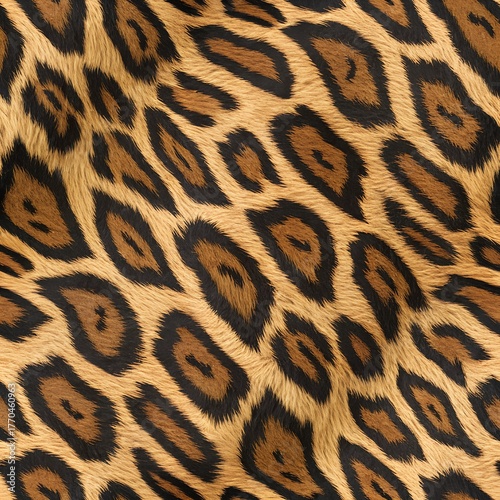 A realistic leopard fur texture, A spotted animal print background, Photorealistic image - Generative AI
