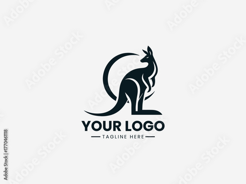 Jumping kangaroo logo representing agility speed and modern business identity vector illustration