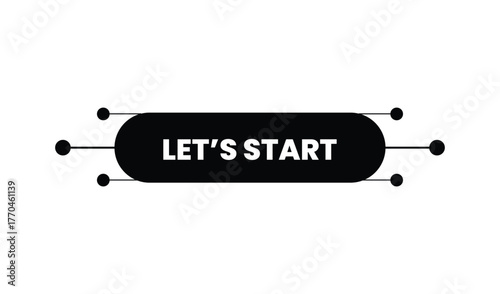 Let s start button with dots and lines on white background