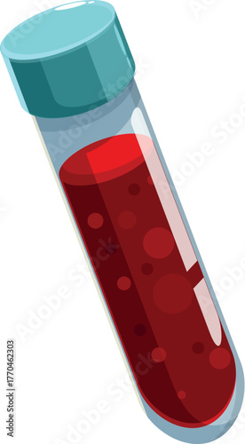 Glass test tube containing blood sample, used for medical analysis and diagnosis in healthcare settings