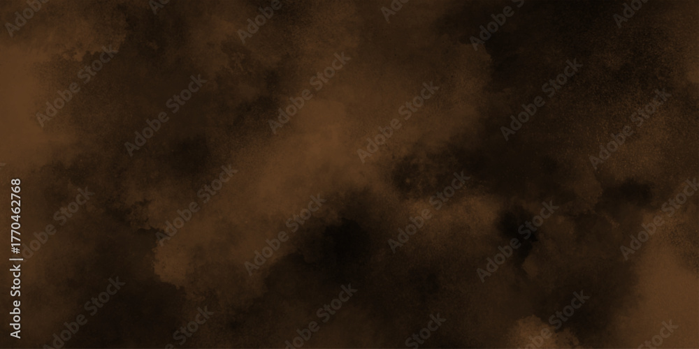 Fototapeta premium Eerie black background with billowing brown smoke on black background. old style dark brown grunge texture, brush painted . Old and grainy orange paper texture, vector,