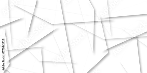 Abstract background with liens and triangles shape on white background. White and grey geometric overlapping rectangle pattern Geometric background soft shadows as patten ..White polygon textured .