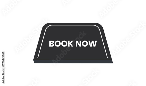 Black book now button with white text on white background