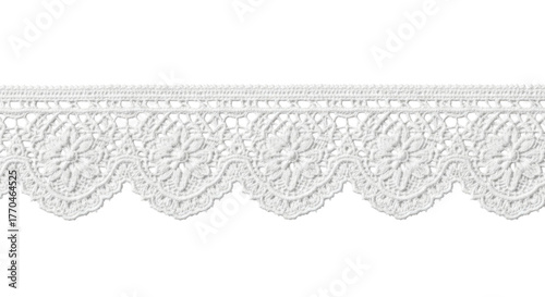 White lace trim border transparent background cutout png