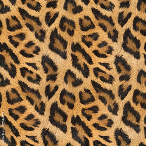 A realistic leopard fur texture, A spotted animal print background, Photorealistic image - Generative AI
