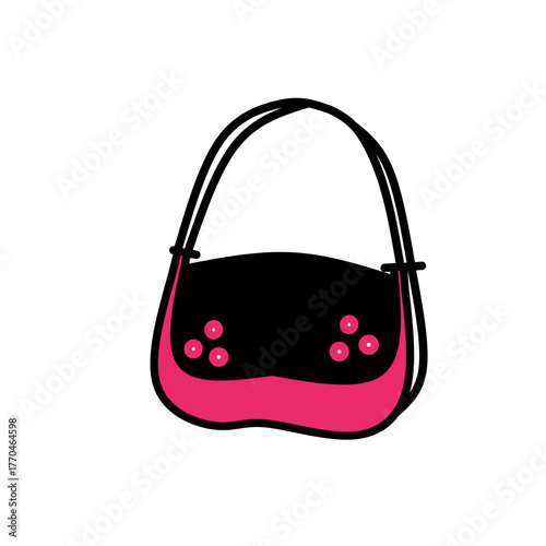 Vector illustration of a red female leather handbag for fashion and shopping with a handle