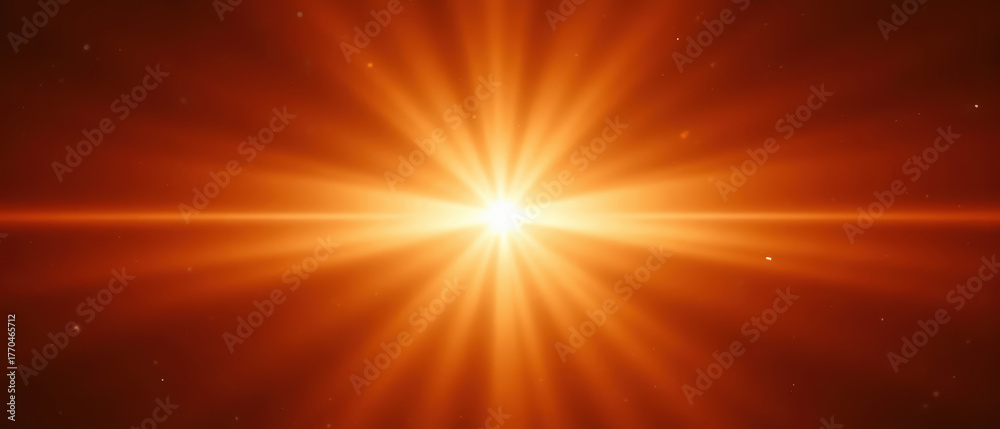 Obraz premium Bright star radiating warm orange light, creating stunning visual effect in dark space. vibrant rays extend outward, evoking sense of wonder
