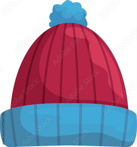 Warm winter hat with pompom, providing comfort and protection during cold weather