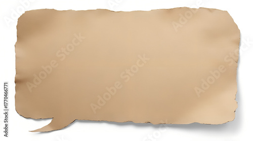 Vintage speech bubble shape crafted from aged parchment paper, perfect for adding retro charm to messages and designs.